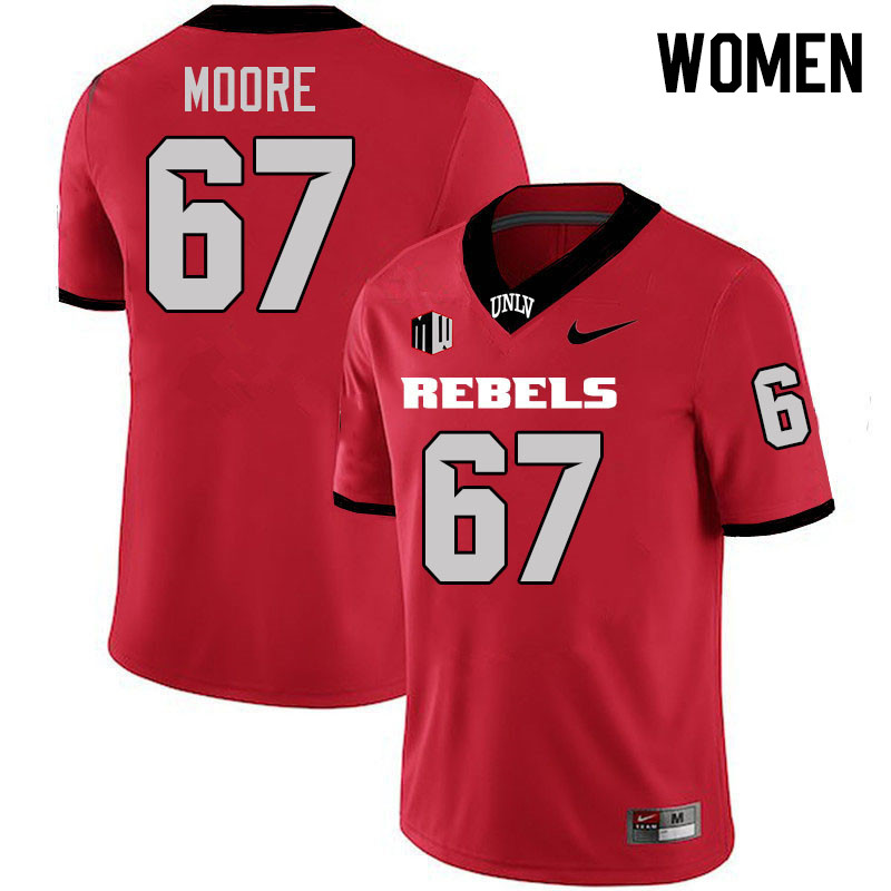 Women #67 Toby Moore UNLV Rebels College Football Jerseys Stitched-Scarlet